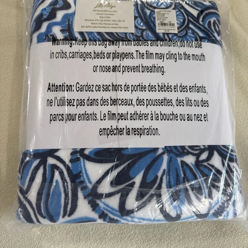 Lilly Pulitzer Blue and White Throw Blanket